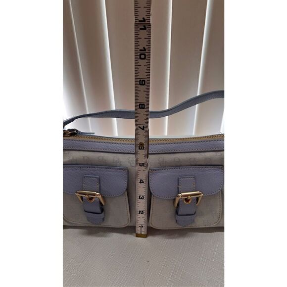 Dooney & Bourke Womens Leather Double Front Pockets Light Blue Shoulder Handbag - Picture 10 of 12